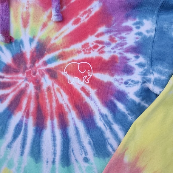 Ivory Ella Tie-dye Hoodie Sweatshirt  size Medium Oversized Rainbow Elephant NEW - Picture 7 of 10